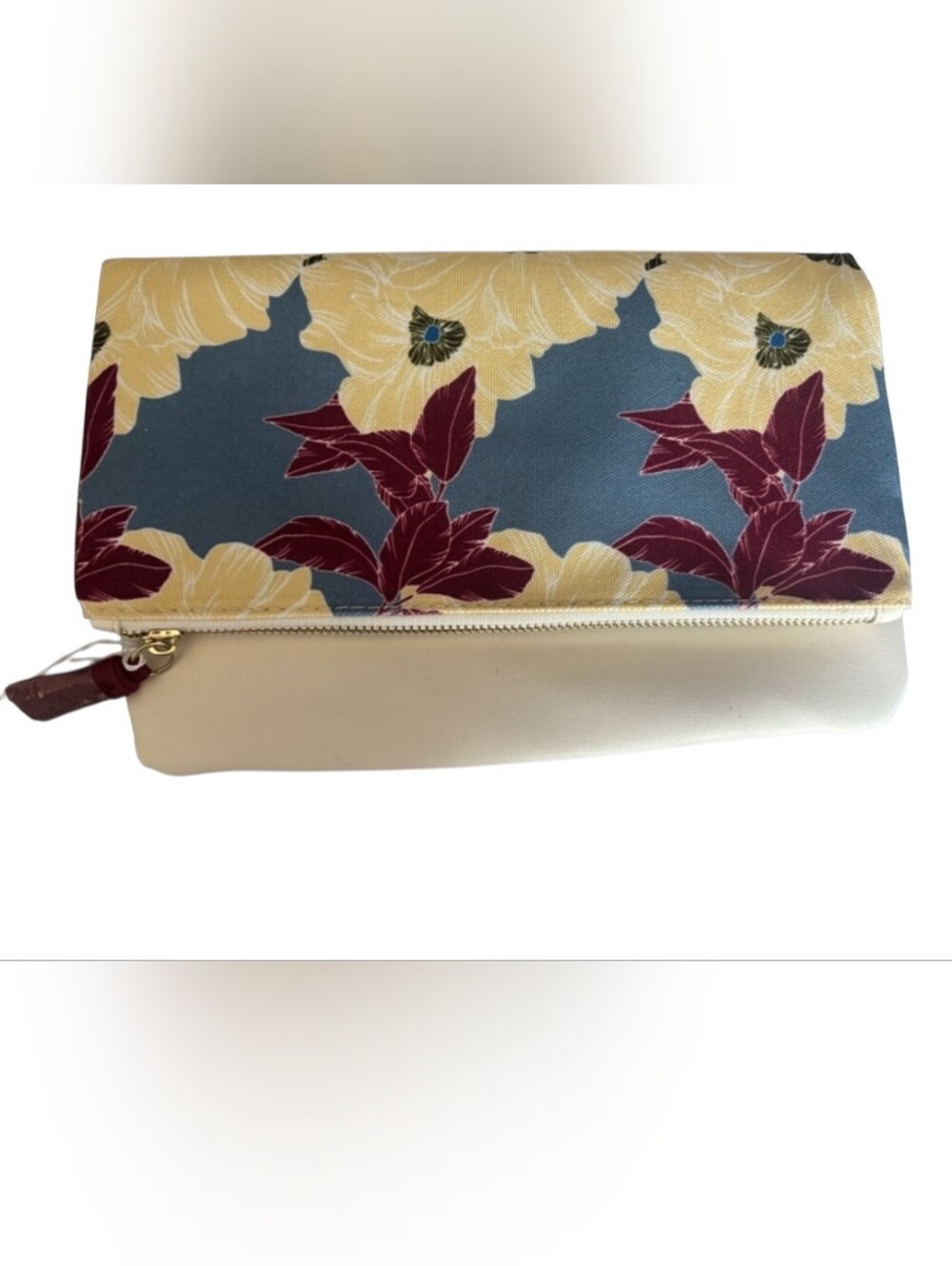 Rachel Pally Floral Blue and Cream Wristlet Clutch